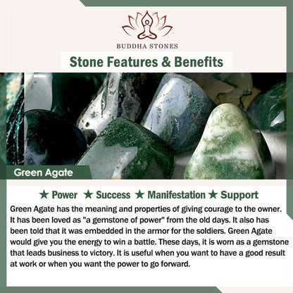 Buddha Stones Natural Green Agate Wrist Mala Success Charm Pocket Mala Car Decoration