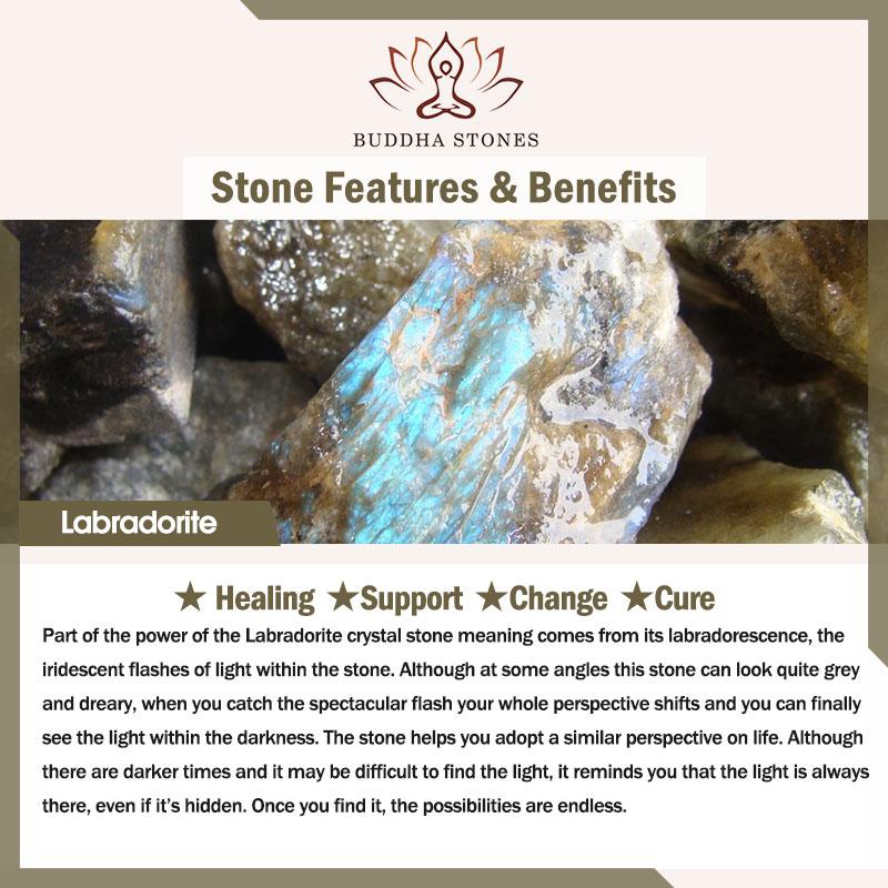 Buddha Stones Natural Cat Pattern Labradorite Healing Necklace Pendant