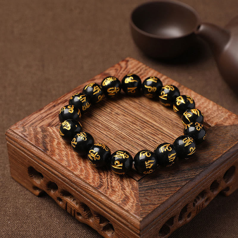 FREE Today: Open The Mind Tibet White Crystal Black Onyx Om Mani Padme Hum Meditation Bracelet