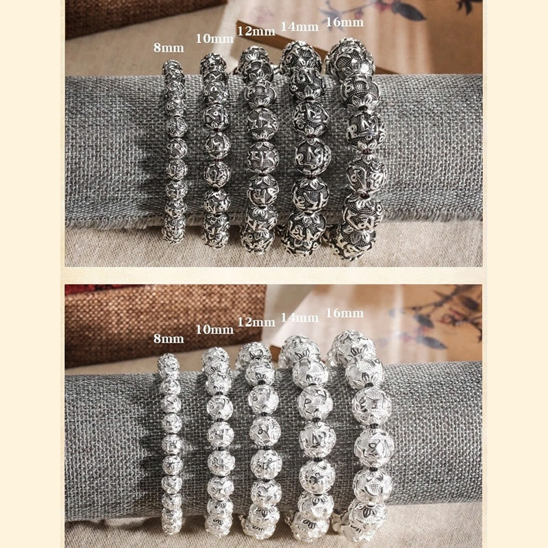 Buddha Stones Tibetan Om Mani Padme Hum Carved Alloy Beads Amulet Bracelet (Extra 35% Off | USE CODE: FS35)