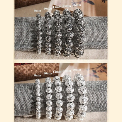 Buddha Stones Tibetan Om Mani Padme Hum Carved Alloy Beads Amulet Bracelet (Extra 35% Off | USE CODE: FS35)