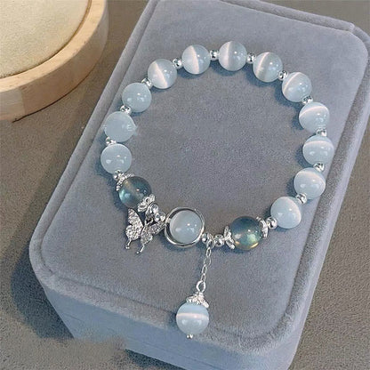Buddha Stones "Sending Luck and Inner Peace" Cat's Eye Butterfly Bracelet Includes Gift Message Card
