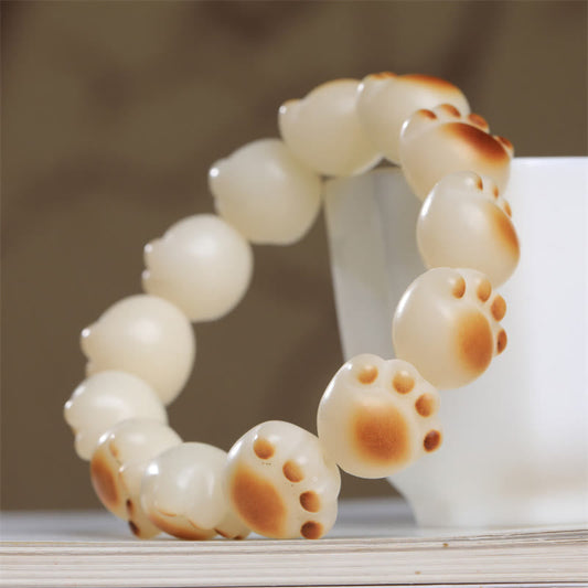 Buddha Stones Cute Cat Paw Claw Bodhi Seed Peace Bracelet