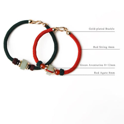 Buddha Stones Tibetan Green Aventurine Luck Braid String Bracelet