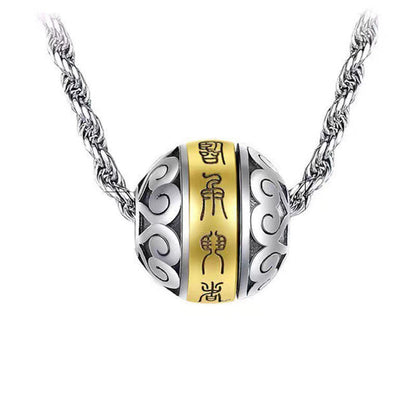 Buddha Stones Taoist Nine-Character Mantra Engraved Amulet Balance Necklace Rotatable Pendant
