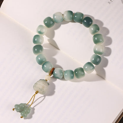 Buddha Stones Gradient Bodhi Seed Nine Tailed Fox Cat Paw Claw Pine Cone Peace Bracelet