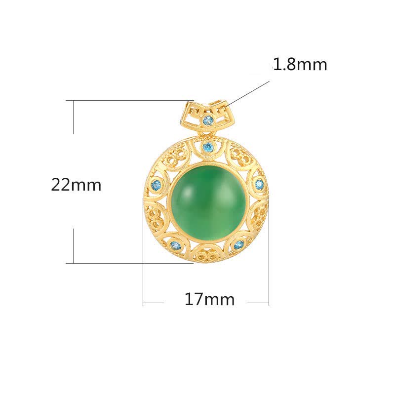 Buddha Stones 925 Sterling Silver Green Chalcedony Hetian White Jade Strength Necklace Pendant
