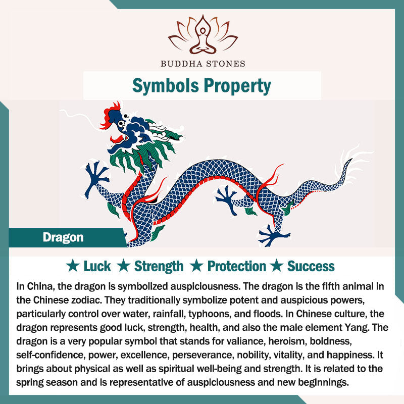 Buddha Stones Dragon Leather Titanium Steel Strength Buckle Bracelet