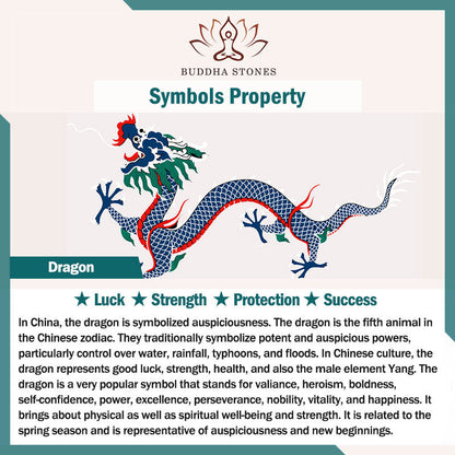 Buddha Stones Dragon Leather Titanium Steel Strength Buckle Bracelet