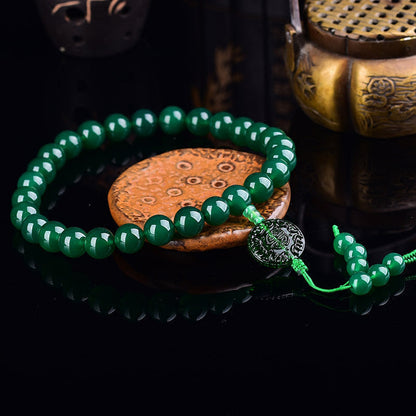 Buddha Stones Natural Green Agate Wrist Mala Manifestation Pocket Mala Car Decoration