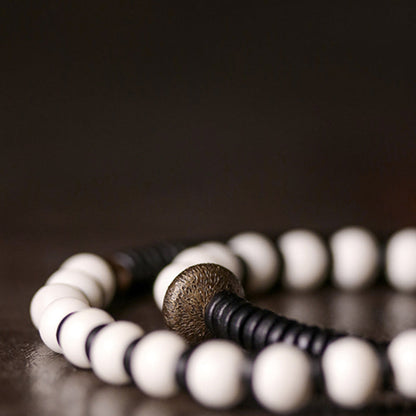 Buddha Stones Bone Beads Ebony Wood Copper Strength Couple Bracelet