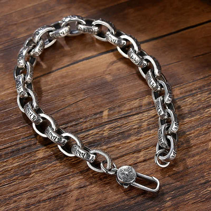 Buddha Stones 925 Sterling Silver Om Mani Padme Hum Engraved Peace Bracelet Bangle