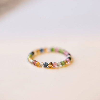 Buddha Stones Natural Tourmaline Positive Love Ring