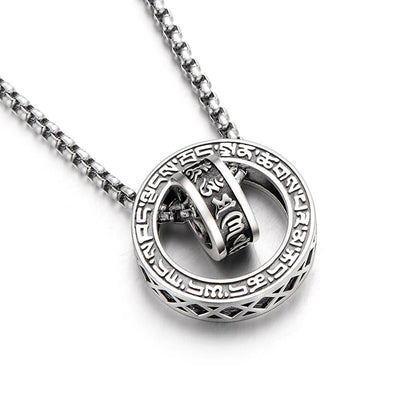 Buddha Stones Tibetan Om Mani Padme Hum Carved Peace Purity Chain Necklace Pendant