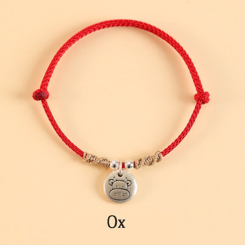 Buddha Stones Handmade 999 Sterling Silver Year of the Dragon Cute Chinese Zodiac Luck Braided Bracelet (Extra 30% Off | USE CODE: FS30)