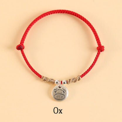 Buddha Stones Handmade 999 Sterling Silver Year of the Dragon Cute Chinese Zodiac Luck Braided Bracelet (Extra 30% Off | USE CODE: FS30)