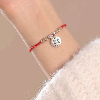 Buddha Stones Handmade 999 Sterling Silver Year of the Dragon Cute Chinese Zodiac Luck Braided Bracelet (Extra 30% Off | USE CODE: FS30)