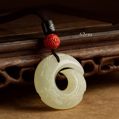 Buddha Stones Peace Buckle Jade Small Leaf Red Sandalwood Cinnabar Agate Luck Necklace Pendant