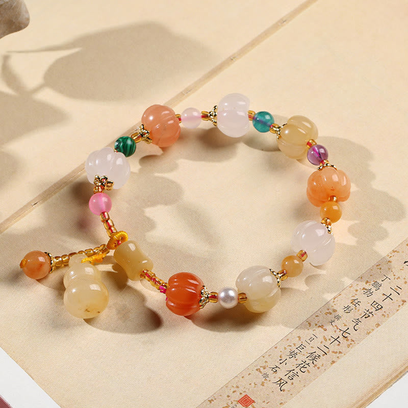 Buddha Stones Natural Golden Silk Jade Crystals Gourd Pixiu Pumpkin Beads Wealth Charm Bracelet