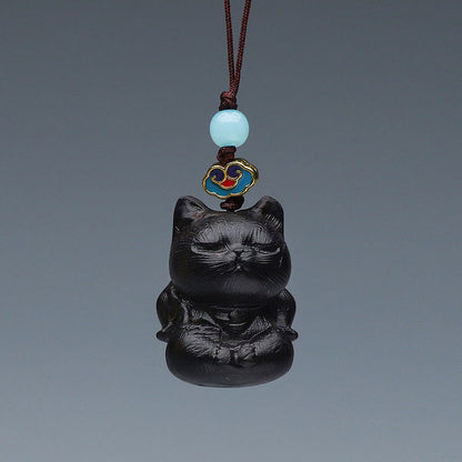 Buddha Stones Green Sandalwood Mini Cute Animal Rabbit Cat Deer Whale Prosperity Phone Hanging Decorations