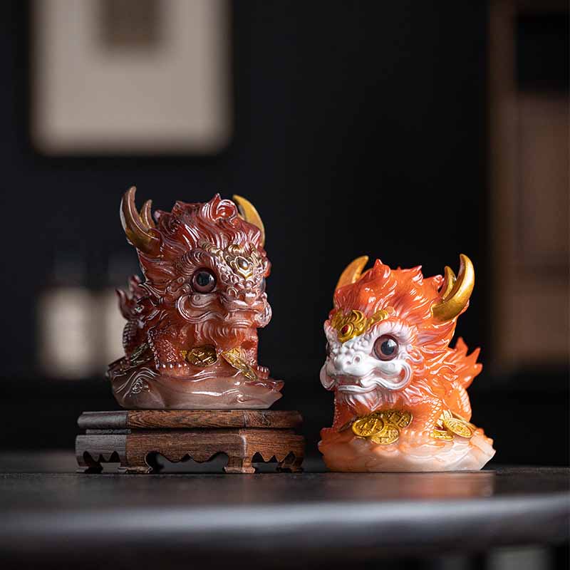 Buddha Stones Color Changing Small Kirin Resin Tea Pet Home Figurine Decoration