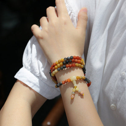 Buddha Stones 108 Beads Natural Red Agate Mala Protection Bracelet