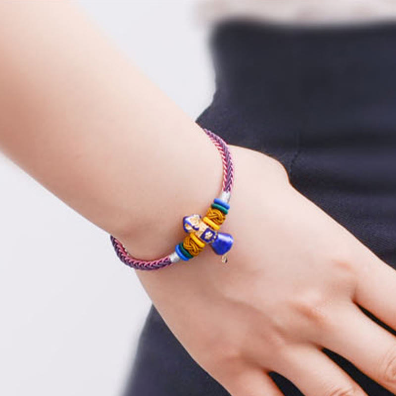 Buddha Stones Tibetan Handmade Dorje Vajra Strength Eight Threads String Bracelet