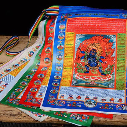 Buddha Stones Tibetan 10 Colors Windhorse Buddha Healing Auspicious Outdoor Prayer Flag