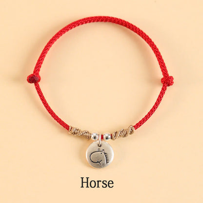 Buddha Stones Handmade 999 Sterling Silver Year of the Dragon Cute Chinese Zodiac Luck Braided Bracelet (Extra 30% Off | USE CODE: FS30)