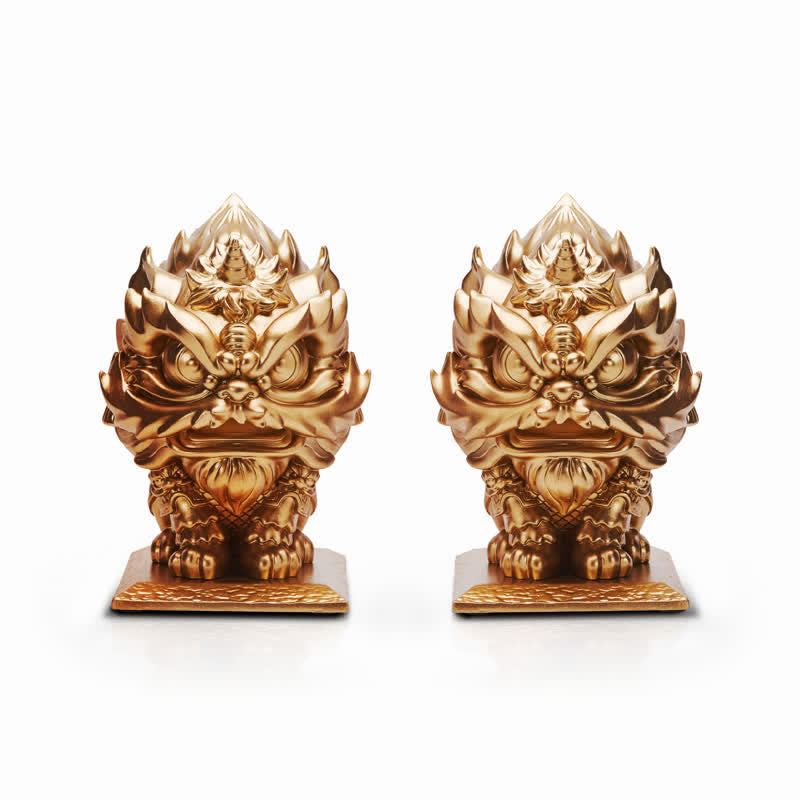 Buddha Stones Lion Statue Strength Resin Home Office Decoration