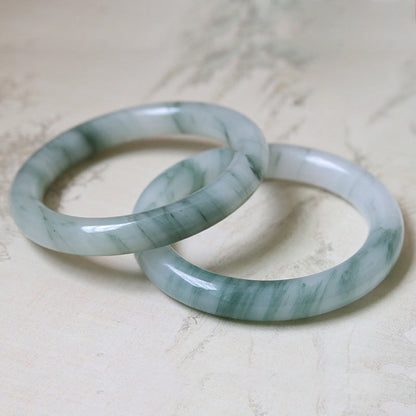 Buddha Stones Natural Jade Luck Prosperity Bangle Bracelet