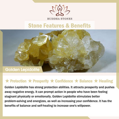 Buddha Stones Natural Golden Lepidolite Protection Prosperity Bracelet