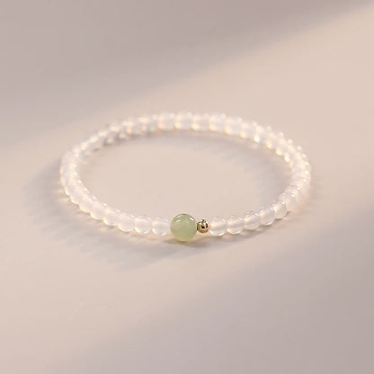 Buddha Stones Natural White Agate Jade Luck Protection Bracelet