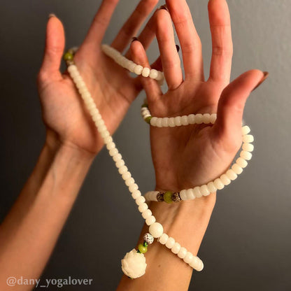 Buddha Stones "Hoping for Serenity and Mindfulness" Bodhi Lotus Mala Includes Gift Message Card
