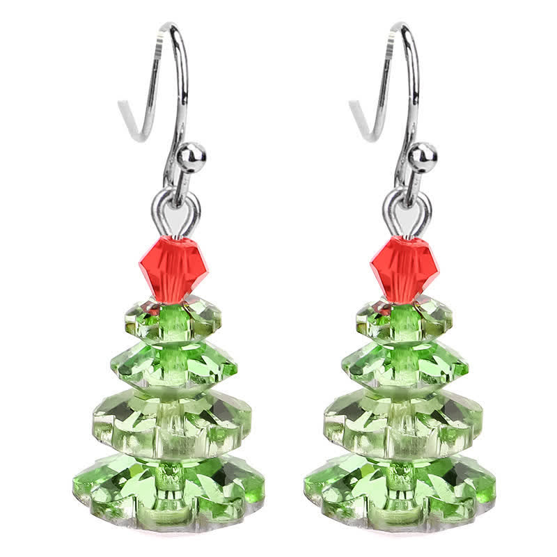Buddha Stones Various Crystals Christmas Tree Amethyst Peace Healing Drop Earrings