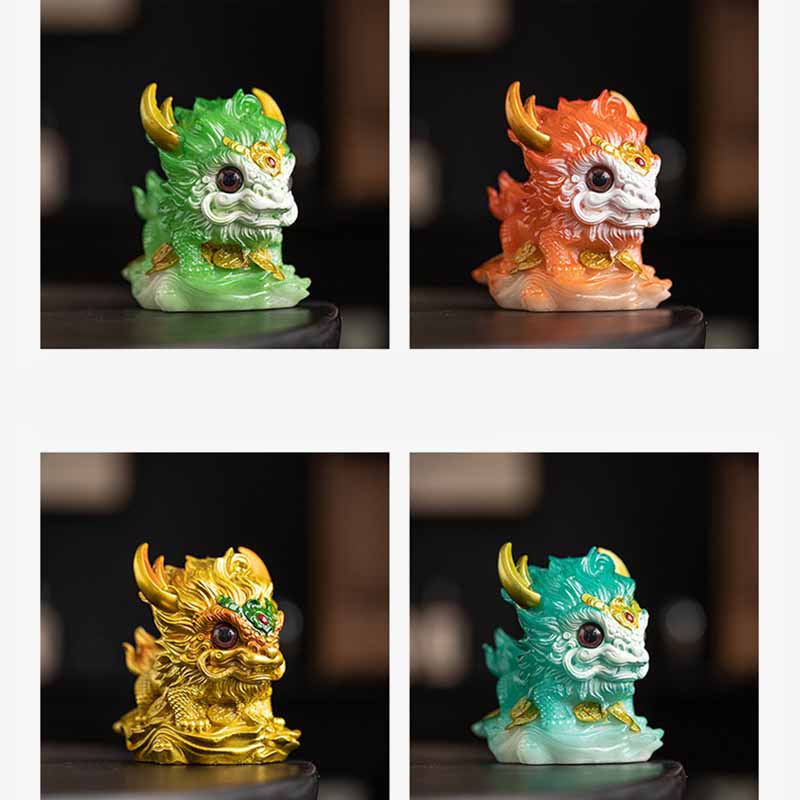 Buddha Stones Color Changing Small Kirin Resin Tea Pet Home Figurine Decoration