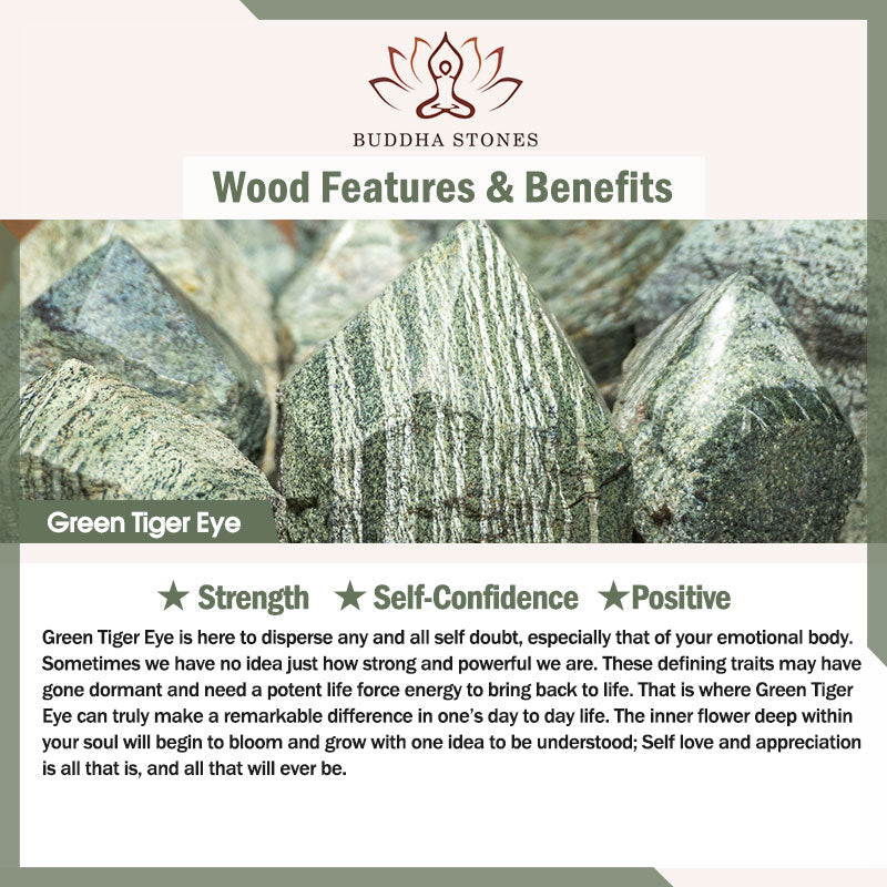 Buddha Stones "Wishing You Courage and Balance" Green Tiger Eye Bracelet Includes Gift Message Card