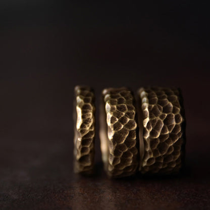 Buddha Stones Tibetan Bump Texture Design Copper Brass Luck Ring