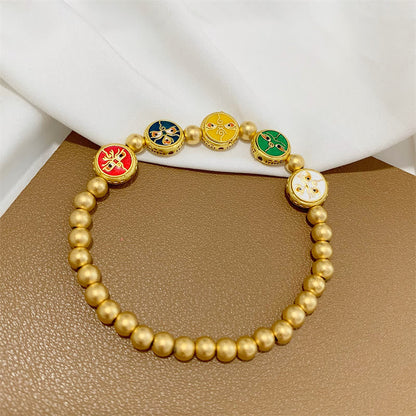 Buddha Stones Tibetan Five God Of Wealth Copper Beads Luck Bracelet