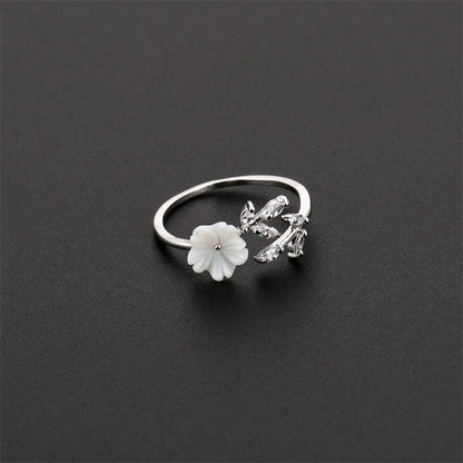 Buddha Stones Plum Blossom Leaf Pattern Copper Luck Ring
