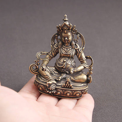 Buddha Stones Yellow Jambhala Bodhisattva Figurine Serenity Copper Statue Decoration