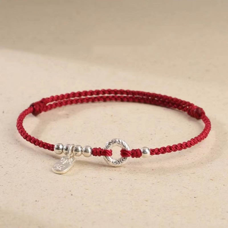 Buddha Stones 925 Sterling Silver Auspicious Clouds Peace Buckle Safe And Sound Bracelet Anklet (Extra 30% Off | USE CODE: FS30)