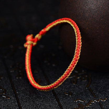 Buddha Stones Two-Color Rope Handcrafted Eight Thread Peace Knot Bracelet