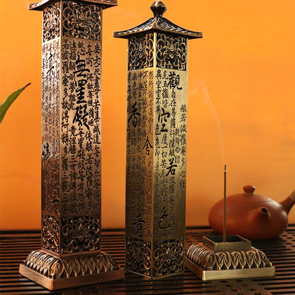 Buddha Stones Heart Sutra Alloy Incense Holder Healing Home Decoration Incense Burner