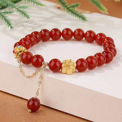 Buddha Stones Natural Red Agate White Agate Peach Blossom Self-acceptance Bracelet