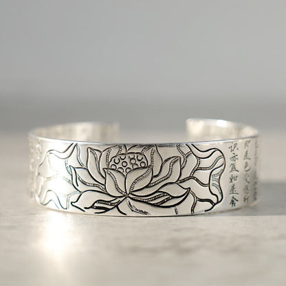 Buddha Stones Tibetan Lotus White Copper Luck Bracelet
