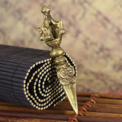 Buddha Stones Tibetan Five Strands Vajra Dorje Enlightenment Copper Decoration