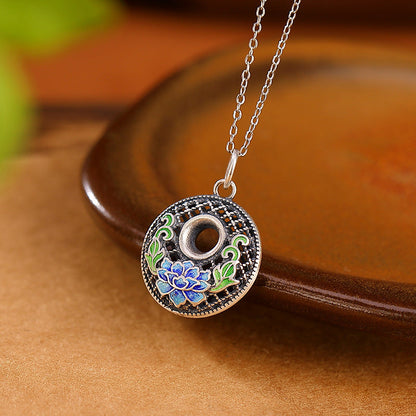 Buddha Stones 999 Sterling Silver Koi Fish Fu Character Lotus Peace Buckle Wealth Necklace Pendant