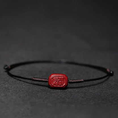 Buddha Stones Handmade Plum Blossom Four Leaf Clover PiXiu Lotus Koi Fish Cinnabar Blessing Braid Bracelet