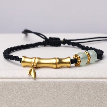 Buddha Stones Bamboo Design Luck Strength Braided Bracelet